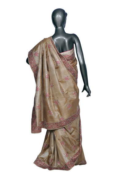 Black Embroidered Washable Silk Designer Saree(PC3749)