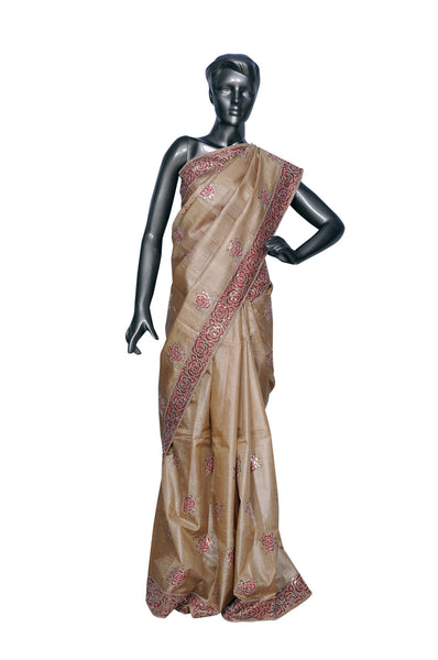 Black Embroidered Washable Silk Designer Saree(PC3749)