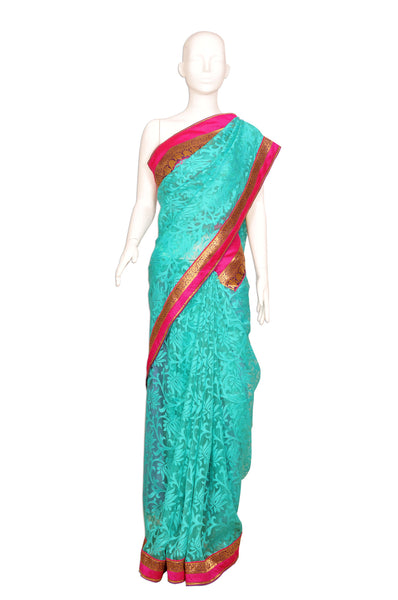 Embroidered Dry Clean Brasso Designer Saree(PC3807)